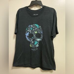T Share Mens Graphic Tee T Shirt XL Dark Gray Skull Cancun Mexico Ocean Animals